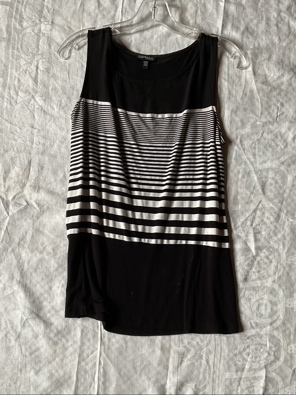 Chaus Black & White Striped Sleeveless Tank